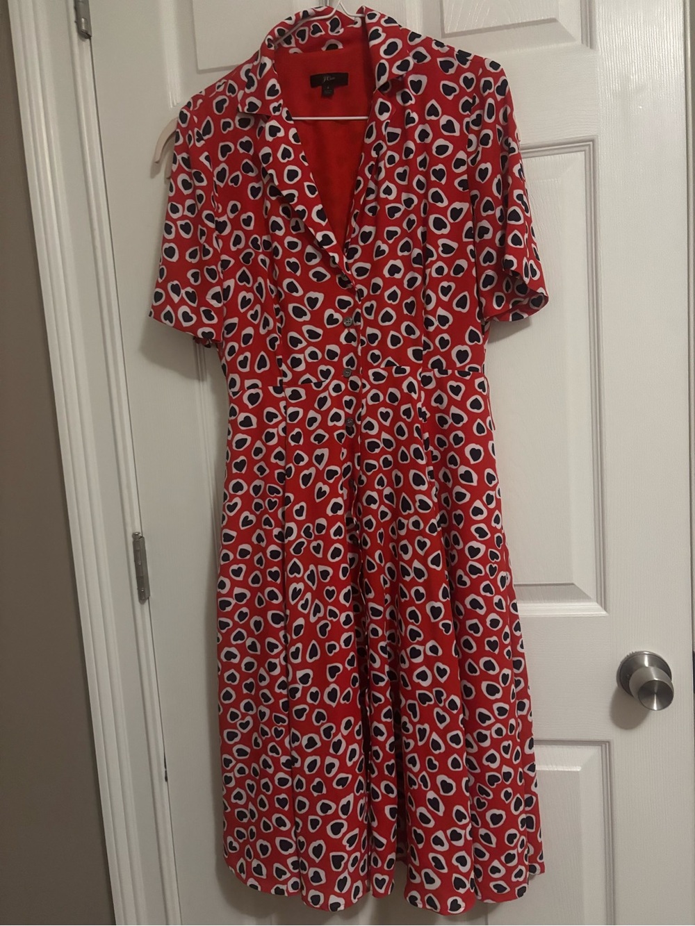 EUC J Crew Red Heart Shirt Dress